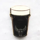 Custom design hard enamel brooch pins gold plated coffee bottle badges black color No MOQ