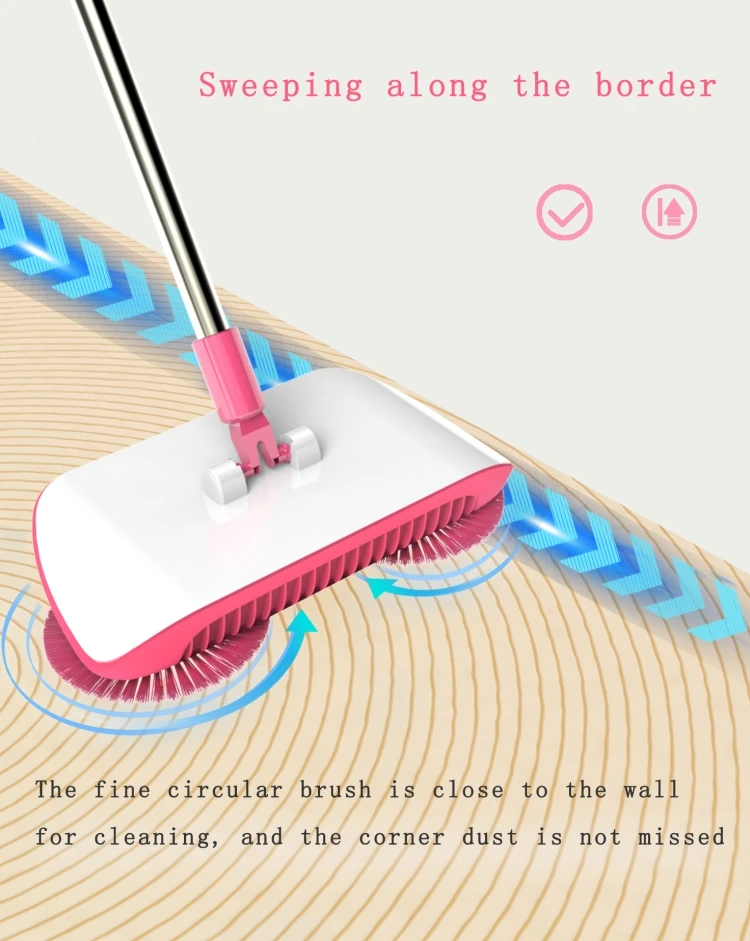 Hand push 360 Degree Sweeping Spin Broom Sweeping brush Hand Push Sweeper for hard floor