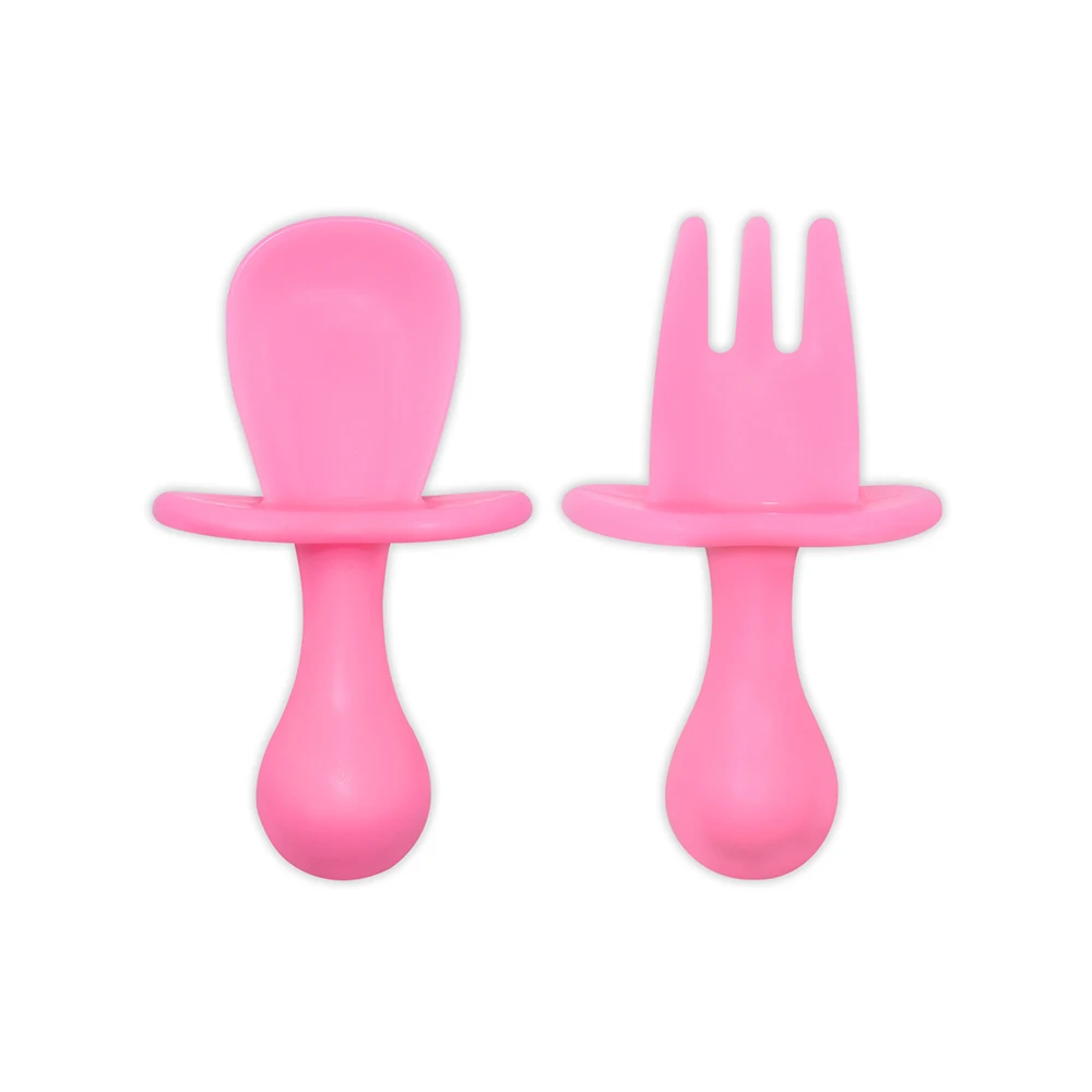 BHD Anti-Choke BPA Free First Training Independent Feeding Toddler Infant Plastic Utensils Mini Baby Spoon and Fork factory