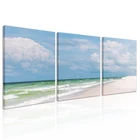 Clouds and Green Sea Canvas Prints for Modern Bathroom Framed Seascape Oil Painting