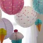 Highly Welcomed Customized Donuts Round Hanging Printed Paper Lantern Set