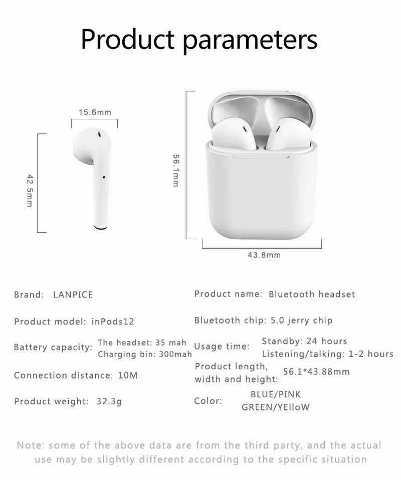 Cheap Price Inpods 12 Sport Blue tooth Headset Auriculares Bluetooth 5.0 Earpod Wireless Earphone For Iphone Android - ANKUX.COM