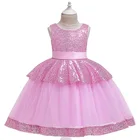Summer Flower Girl Tutu Dresses Wedding Birthday Party Kids Dresses Children's Costume Teenager Sequins Prom Dresses