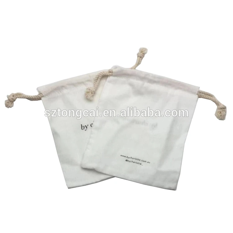personalized organic white mini jewelry pouch cotton pouch bag