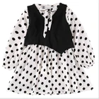 2019 Autumn Children's Wear Girls Long Sleeve Polka Dot Dress Vest Set