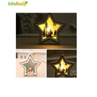 INHDBOX 4pcs 3d lucky wooden vintage hemp rope light wood cube led night light light led wall spot wood for home party decor