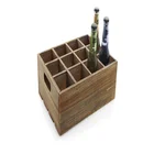 Vintage rustic brown 12 Slot beer bottle wood crates for crafts unfinished