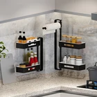 Wall Metal Holder Metal Modern Design Multipurpose Double-Layer Wall Mounted Metal Rack Kitchen Storage Holder