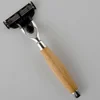 Cheap Triple razor light chrome durable reusable eo-friendly natural bamboo handle shaving safety razor