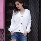 Fashion Stylish Long Sleeve Open Front Buttons Cable Knit Sweater Cardigan women