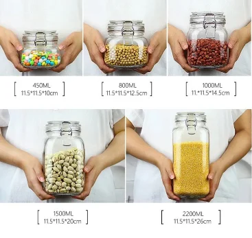airtight glass jar with lock lid glass container for honey jam glass jar OEM welcome