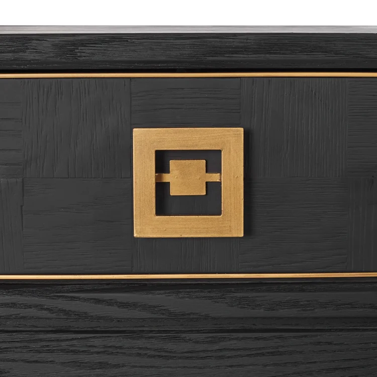Modern gold black solid oak wood bedroom nightstand bedside table
