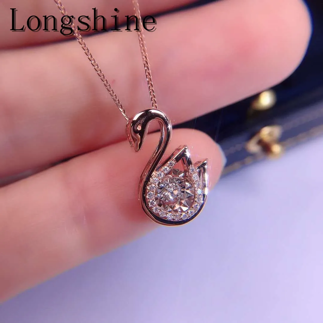 Hotsale Exquisite Design 18k Gold Jewelry Real Shining Diamond Charming Lovely And Swan Necklace For Women