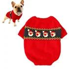 クリスマスソフト衣装ペットシャツ赤サンタ漫画パグ犬布フレンチブルドッグ服冬暖かい犬のクリスマスのセーター