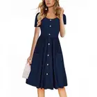 plus size women clothing plain dyed summer ladies one piece dress simple