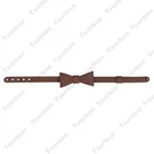 Free Shipping Tourbon Real Leather Bow Tie For Wedding Bowtie Gift