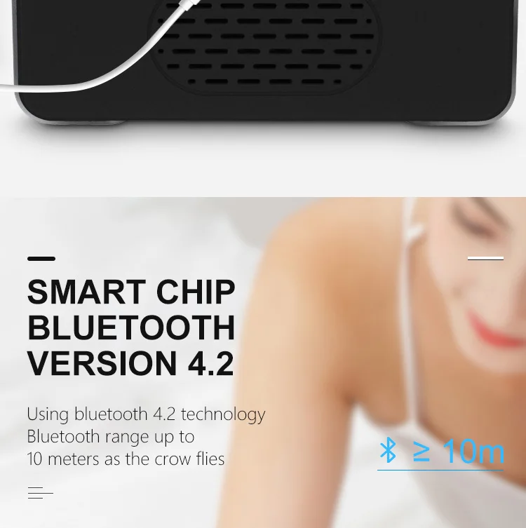 LED Alarm Clock with FM Radio Wireless Bluetooth Speaker Mirror Display Support Aux TF USB Music Player Wireless for Office Home - ANKUX.COM