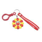 Hot Selling 4.4cm Mini Sunflower Shape Key Ring Rubber Keychain For Bag decoration