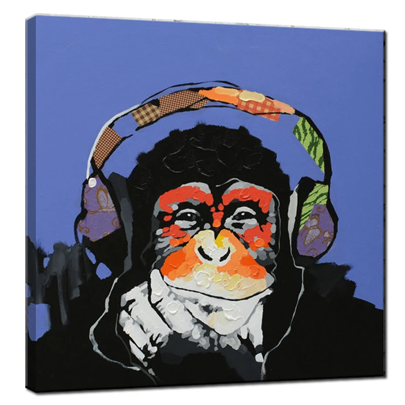 Dinding Seni Hewan Saham Kanvas Lukisan Tanpa Bingkai Karya Seni untuk Anak-anak Kamar Monyet Anjing Burung Katak Rusa Oilhandpainted Pisau Gambar