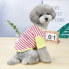 Summer Clothes Cute Dog T- Shirt Spring And Summer Outfit New Pet Clothing Smiley Face Striped Dog Cat Clothes Hoodie
