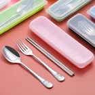 Kid Stainless steel travel utensils set children outdoor portable flatware set