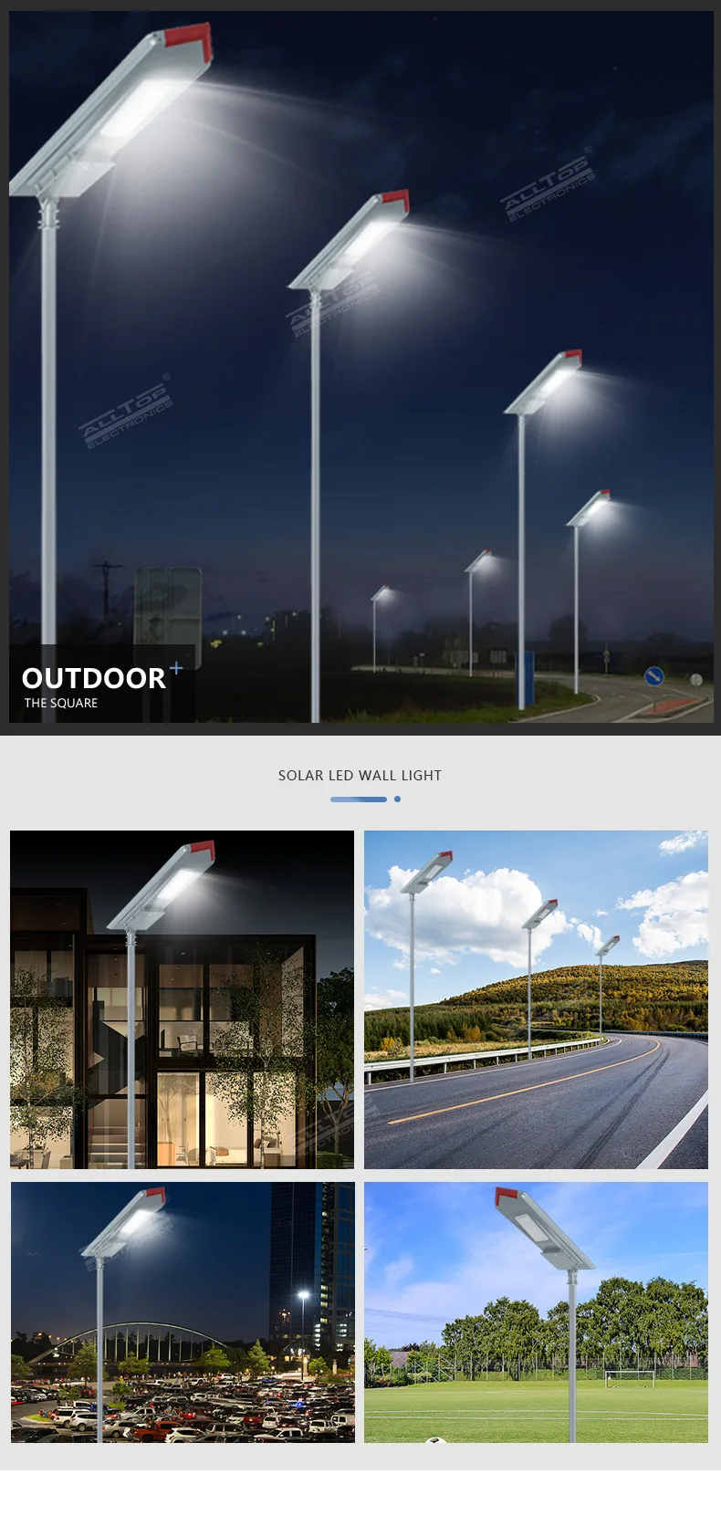 ALLTOP High power garden motion sensor outdoor integrated 150w IP65 all in one led solar street light