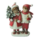 Christmas Decoration Resin Boy and Girl Sculpture crafts Lovely Resin Boy and Girl Christmas Figurines Ornaments /Gift