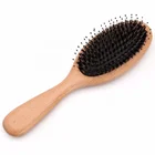 High quality middle size wooden natural boar bristle hair brush custom logo mens detangling hair brush