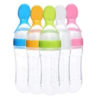 custom made baby bottle with spoon Safe material baby feeding bottle with spoon