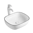Hot new products cheap price color edge bathroom sink ceramic art wash basin