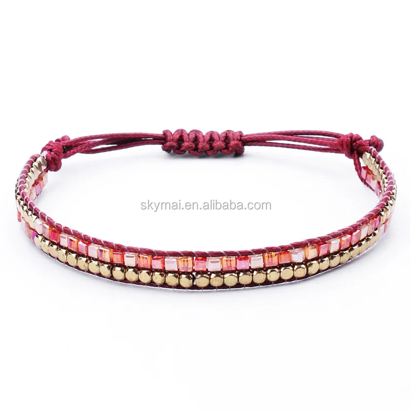 Bohemian Seed Bead Charm Bracelets Handmade Woven Rope adjustable  Bracelets for Girls friendship