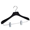 Fashionable Luxury Glossy Black Display Wooden Garment Hangers with clips