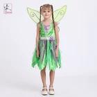 Carnival party kids fairy costume green flower fairy dress for girls
