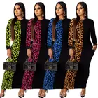 0819M307 wholesale autumn long sleeve patchwork round neck woman maxi dress style for women