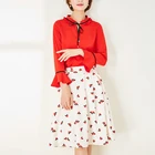 2020 sping summer Chiffon Blouse Women skirt knee-length breathable printed ladies skirt casual Suits