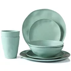 Lekoch creative melamine free 8pcs bamboo fiber tableware for picnic