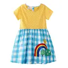 High quality kids clothes baby girl dress cotton rainbow applique spots