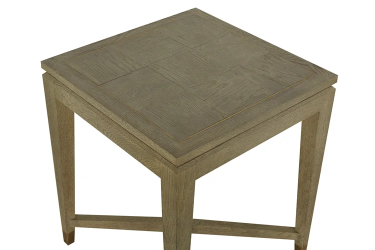 Modern gold solid oak parquet wood side tables for living room