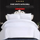 100% Egyptian Cotton Yarn Luxury White Satin Hotel Bedding Sets