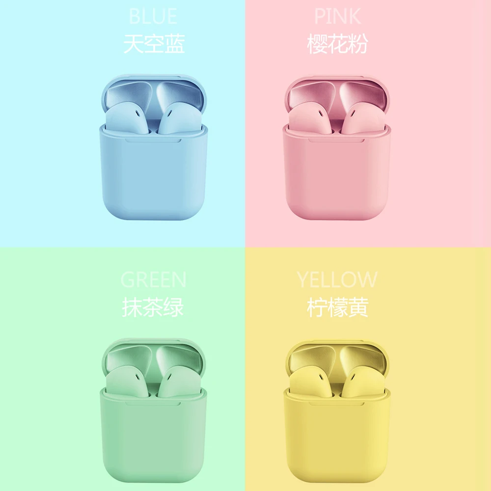 Macaron blue green pink red yellow headphones true wireless blue tooth Mini Inpods 12 tws Touch Control 5.0 Earphone i12 Tws - ANKUX.COM