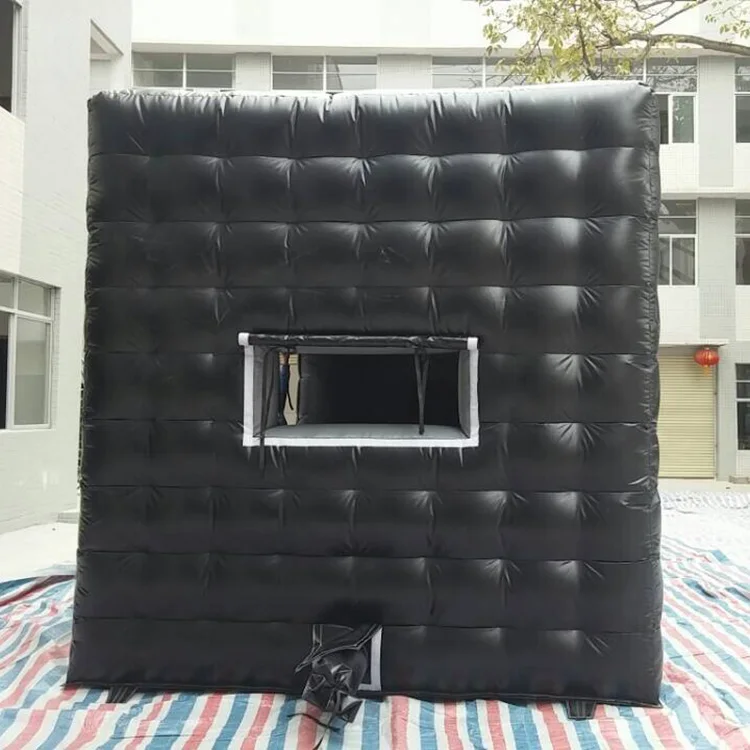 Commercial Black Portable Inflatable Tube Kiosk Blow up Booth Inflatable Cube Party Tent