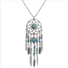 Folk wind set chain tassel feather turquoise necklace Bohemian necklace