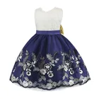 2019 Pink Lace Design Floral V-Shaped Bow Open Back Princess Girls Wedding Dress