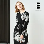 Summer 2020 fashion woman silk dress in flower print long sleeve long silk maxi dress
