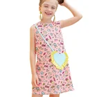 Cartoon Printed Girls Summer High Quality pink girls kids dress in one piece