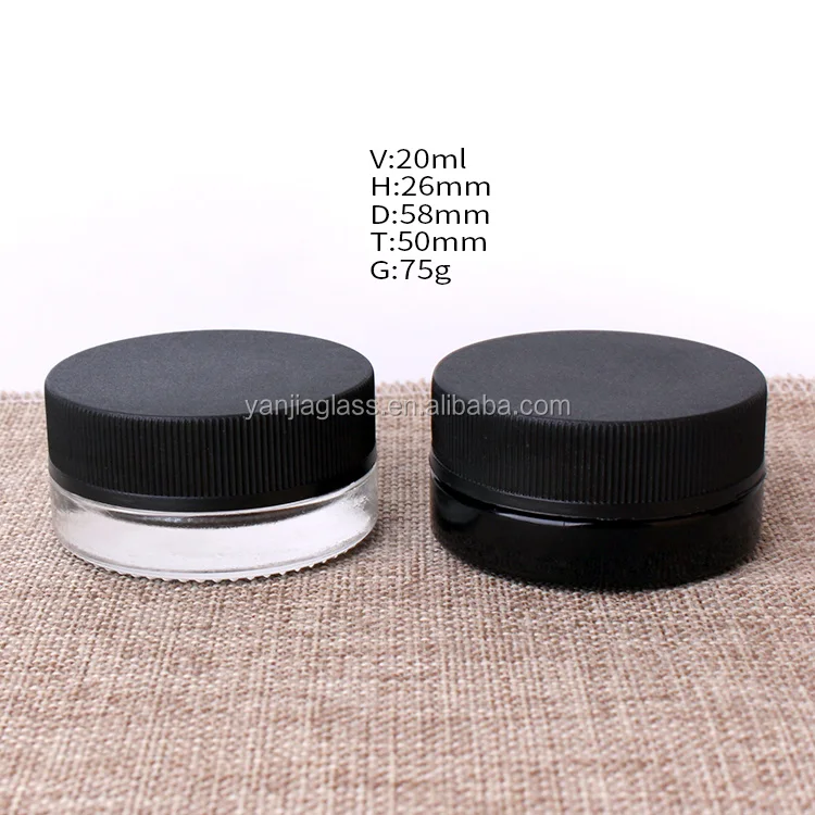 cosmetic packaging container 20ml black glass jar with child resistant cap
