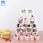 YongJing Customized Wedding Cake Display Square Acrylic Clear 4 Tier Cake Stand