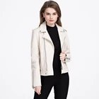 2019 Slim Black / white leather Coat Fashion Motorcycle Casual woman genuine lamb leather jacket for ladies