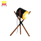 Cold and warm color wooden decorative led tripod floor lamp