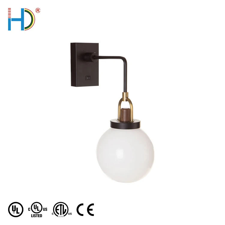 China Industrial Indoor Polished Glass Globe Shade Sconce Wall Light